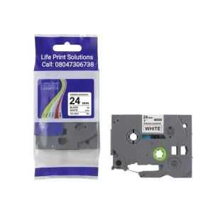 Brother TZ2-251 24mm x 8m Black on White Label Tape